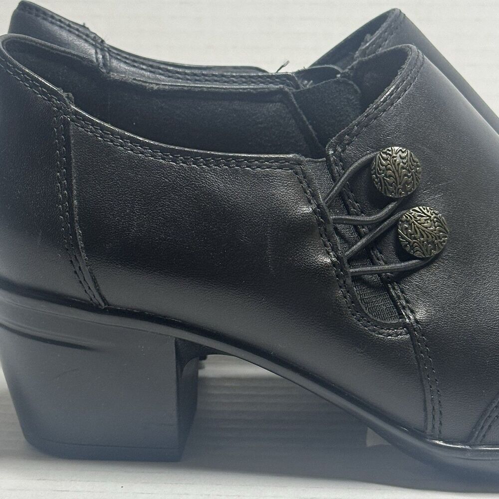 Clarks Size 8.5 M Black Emslie Warren Side Zip Loafer Bootie Witchy Preppy - Picture 10 of 13